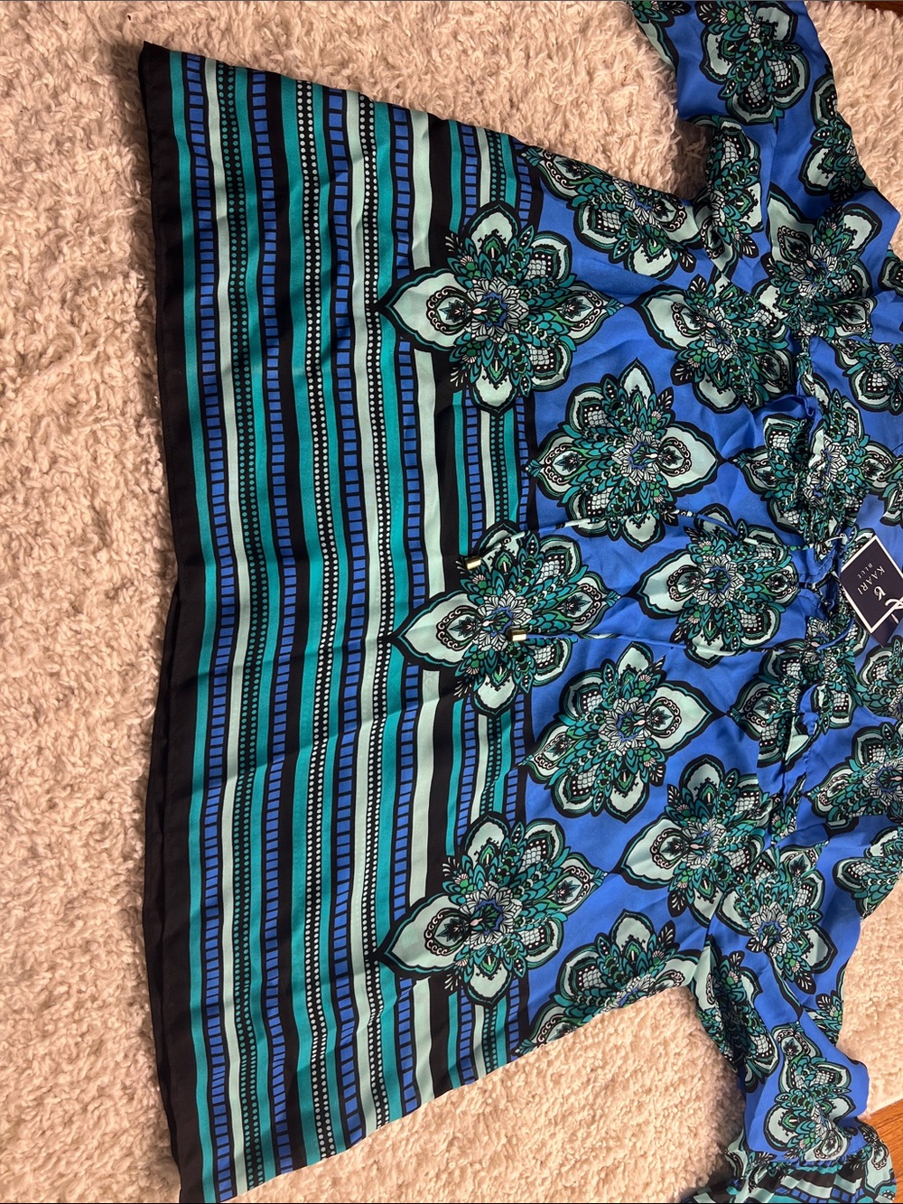 WOMENS KAARI BLUE FLORAL BORDERS TOP SIZE XL NWT - Picture 9 of 14